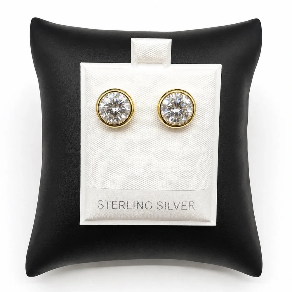 Gold Over Sterling Silver 4.00CTW MOISSANITE Stud Screw Back Earrings